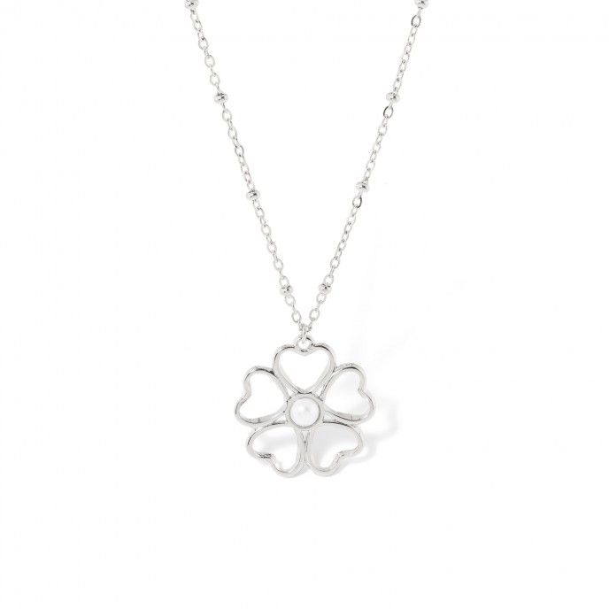 STEEL NECKLACE WITH FLOWER