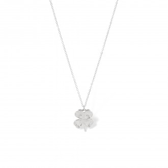STEEL NECKLACE WITH CLOVER