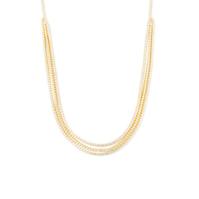 SILVER SHINY TRIPLE CHOKER