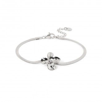 STEEL BRACLET WITH FLOWER