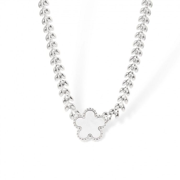 STEEL NECKLACE WITH FLOWER