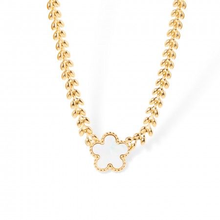 STEEL NECKLACE WITH FLOWER