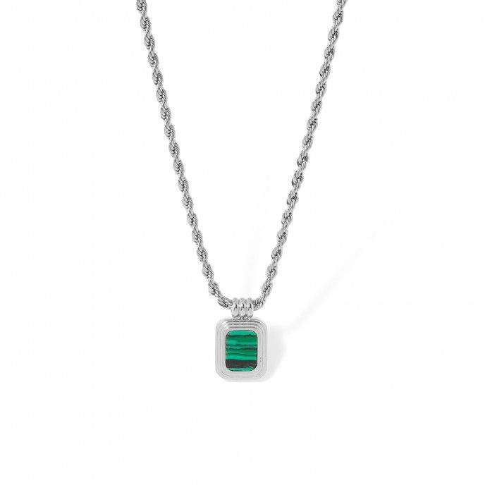 COLLAR DE ACERO CON PIEDRA