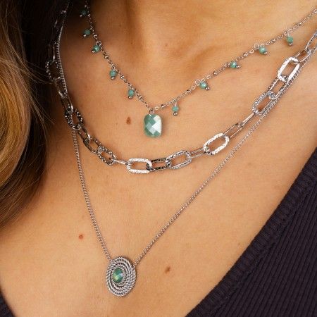 STEEL NECKLACE WITH STONES