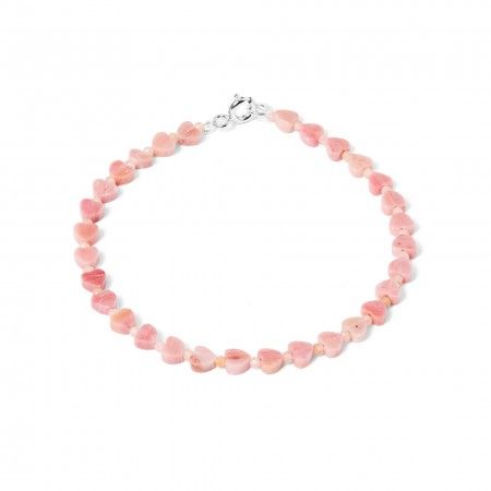 SILVER HEARTS BRACELET - RHODOCRUZITE