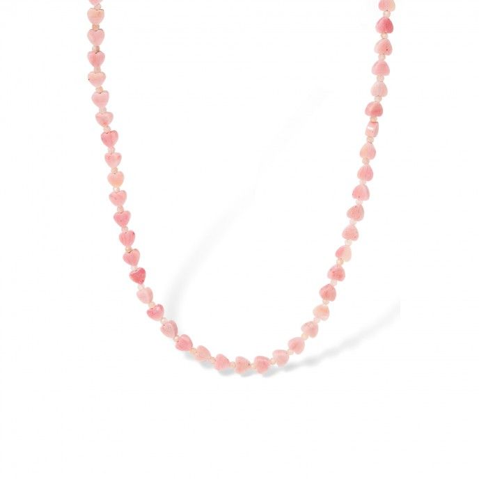 SILVER HEARTS NECKLACE - RHODOCRUZITE