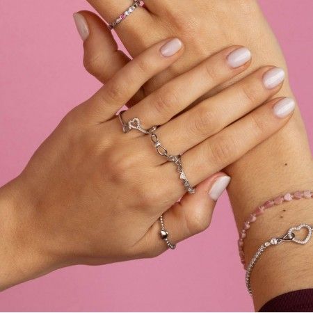 SILVER RING WITH HEARTS