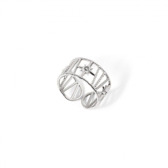 STEEL RING WITH STARS