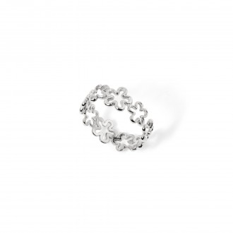 STEEL RING WITH FLOWERS