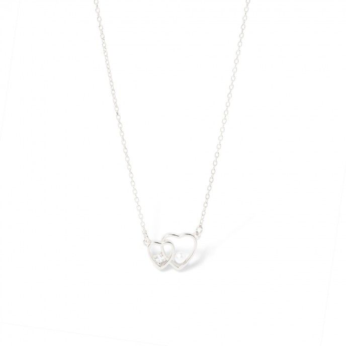 SILVER NECKLACE WITH HEARTS