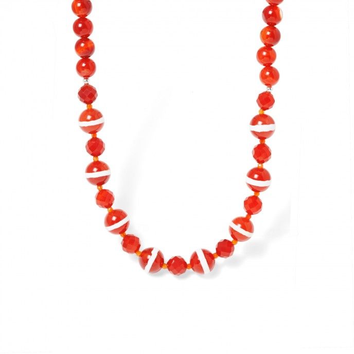 SILVER NECKLACE WITH NATURAL CARNELIAN AGATE STONE