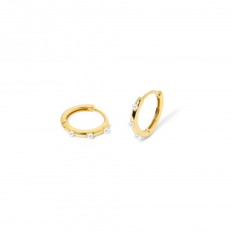 SILVER HOOPS WITH PEARLS