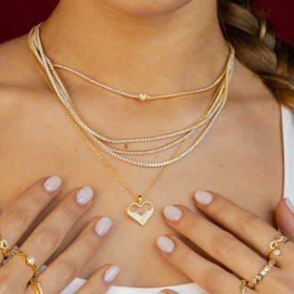 SHINY SILVER NECKLACE WITH HEART