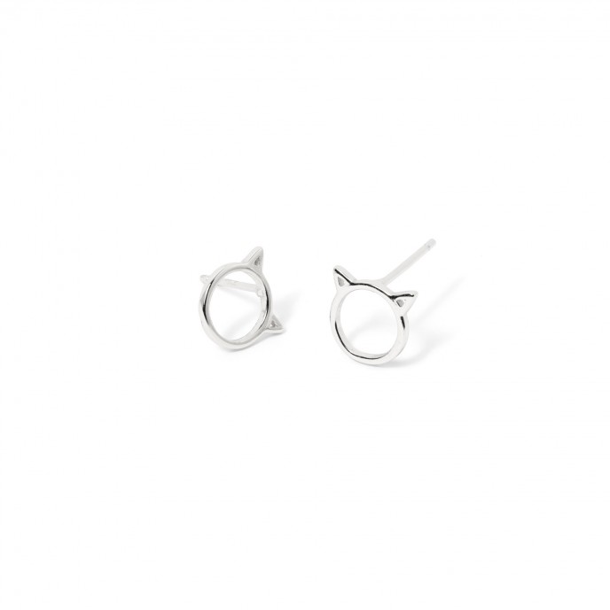 SILVER CAT EARRINGS