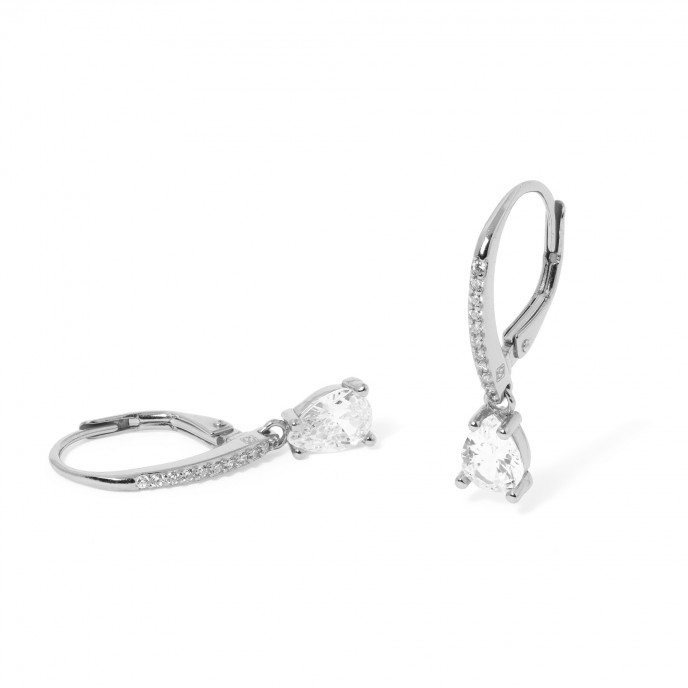 SILVER HOOPS WITH DROP