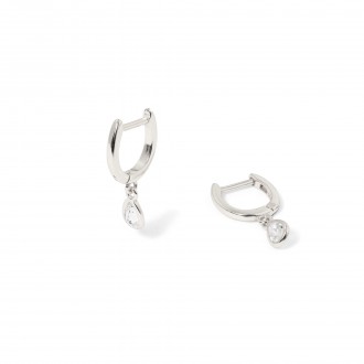 SILVER HOOPS WITH DROP
