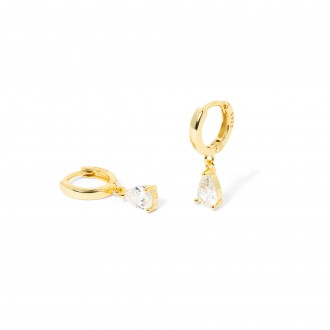 SILVER HOOPS WITH DROP