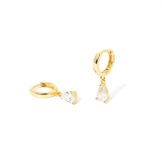 SILVER HOOPS WITH DROP
