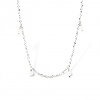 STEEL NECKLACE WITH PEARLS