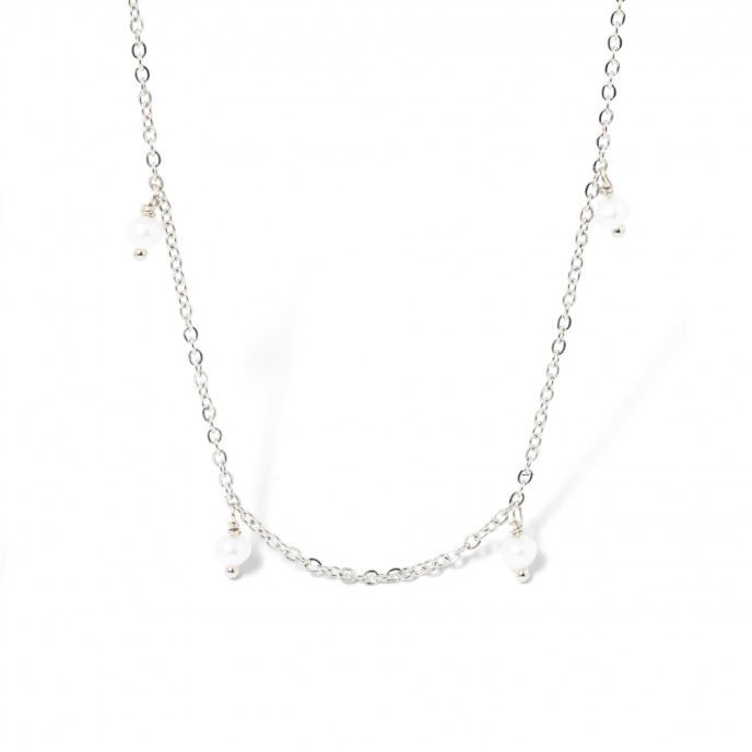 COLLAR DE ACERO CON PERLAS