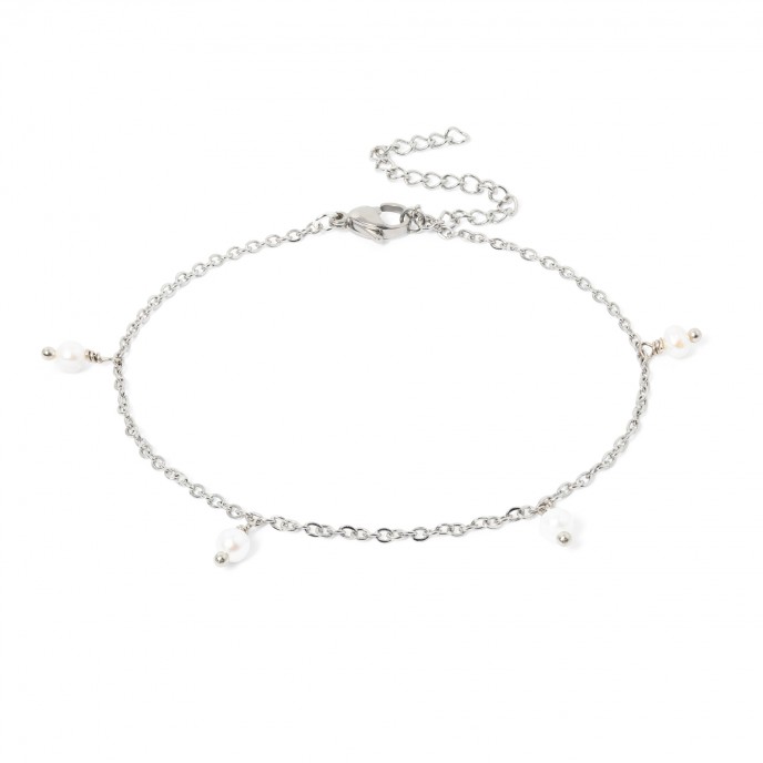 PULSEIRA PÉ AÇO PÉROLAS PULSEIRA PÉ AÇO PÉROLAS