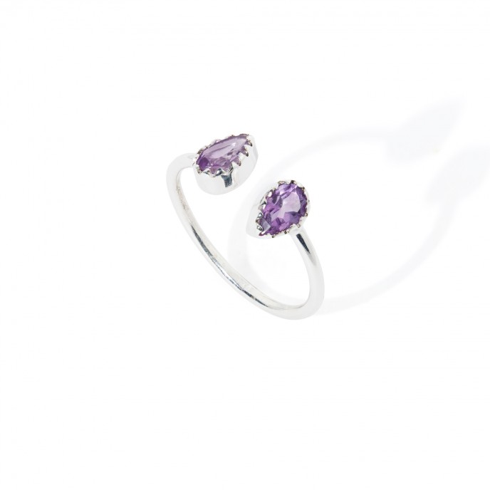 SILVER RING WITH STONE - AMETHYST