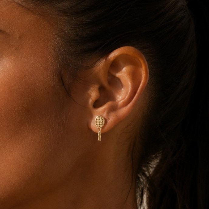 SILVER RACKET EARRINGS
