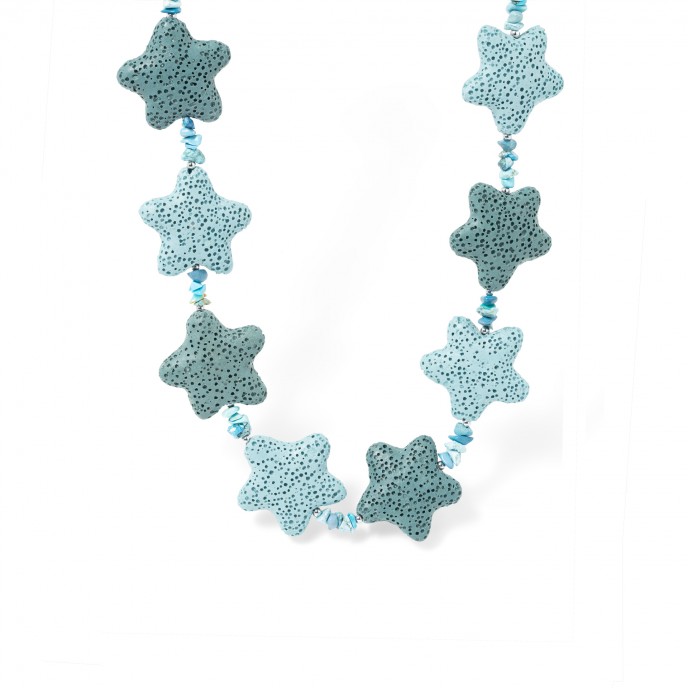 SILVER NECKLACE WITH NATURAL STONE - TURQUOISE