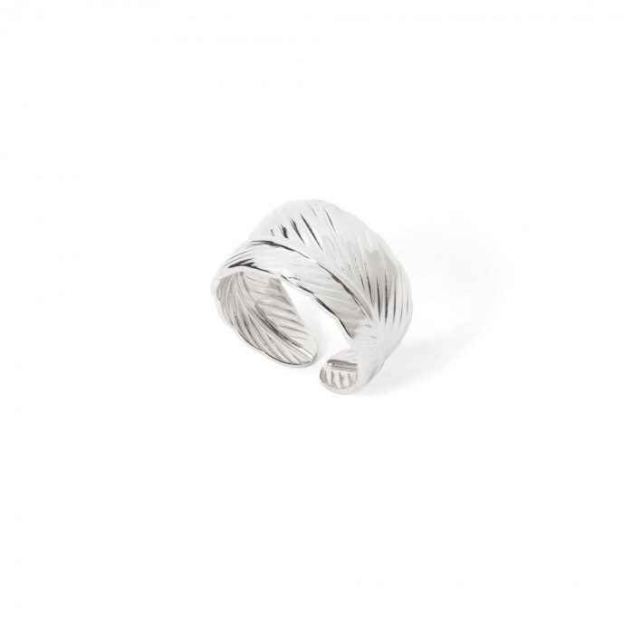 STEEL RING WITH LEAVE