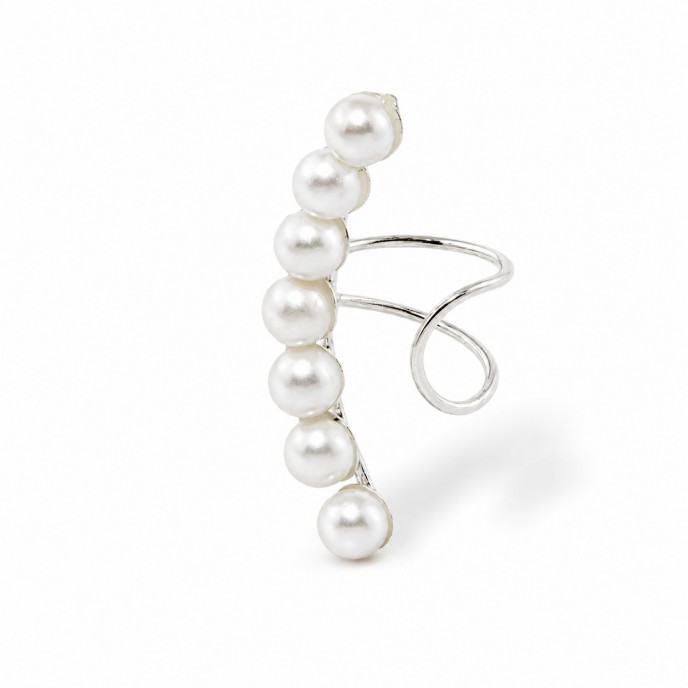 SILVER EAR CUFF WITH PEARLS