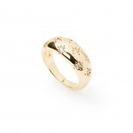 Gold-plated metal with white zircon.