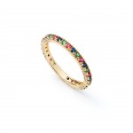 Gold-plated metal with colored cubic zirconia