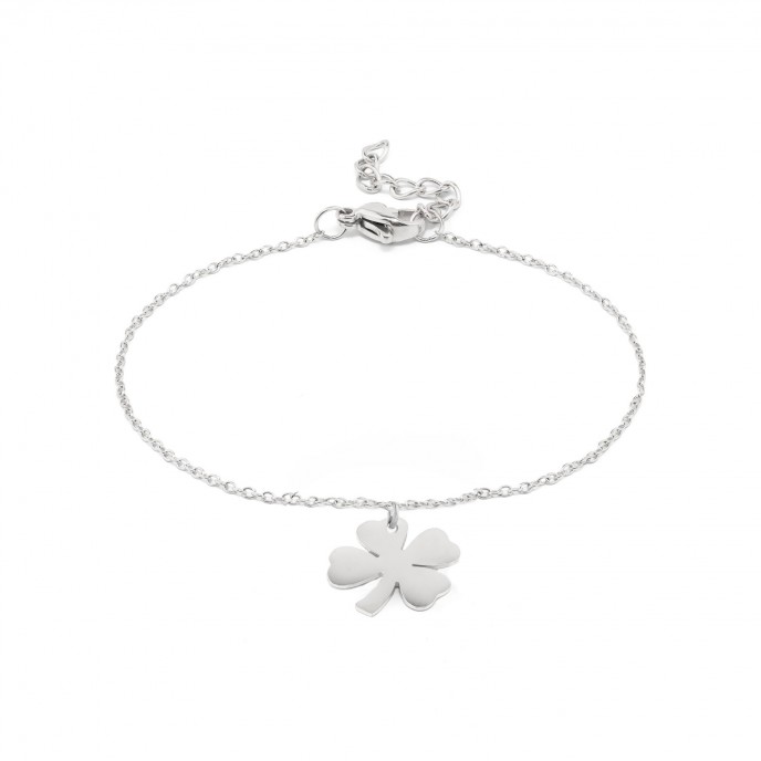 STEEL BRACELET WITH CLOVER
