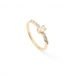 Gold-plated metal with white zircon.