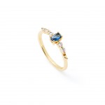 Gold-plated metal with blue zircon.