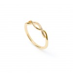 Gold-plated metal with white zircon.