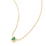 Gold-plated metal with green zircon.