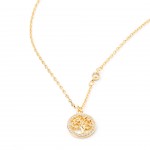 Gold-plated metal with white zircon.