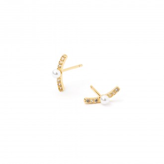 PENDIENTES DE METAL CON PERLA