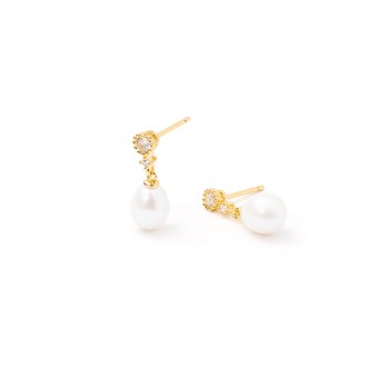 PENDIENTES DE METAL CON PERLA