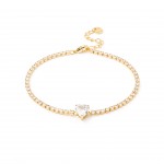 Gold-plated metal with white zircon.