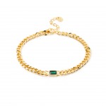 Gold-plated metal with green zircon.