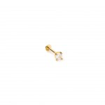 Gold-plated metal with white zircon.