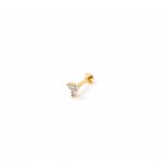 Gold-plated metal with white zircon.