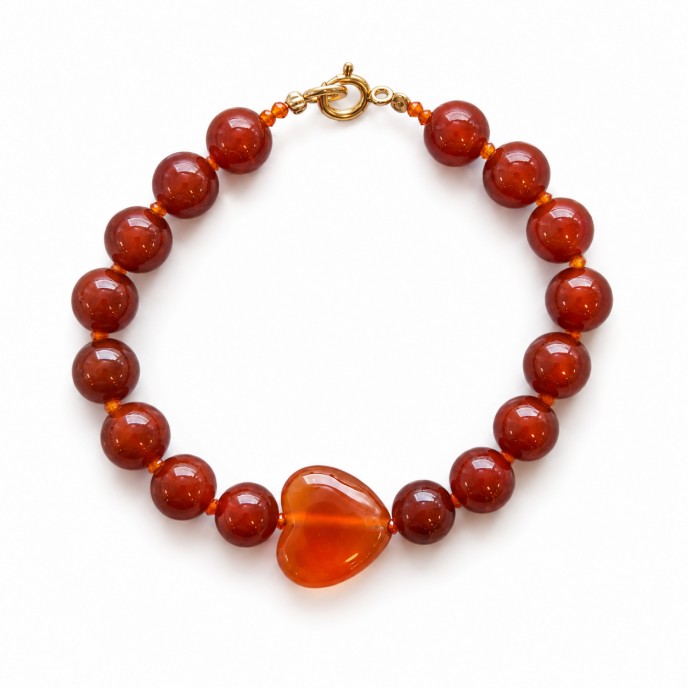CARNELIAN AGATE BRACELET WITH HEART