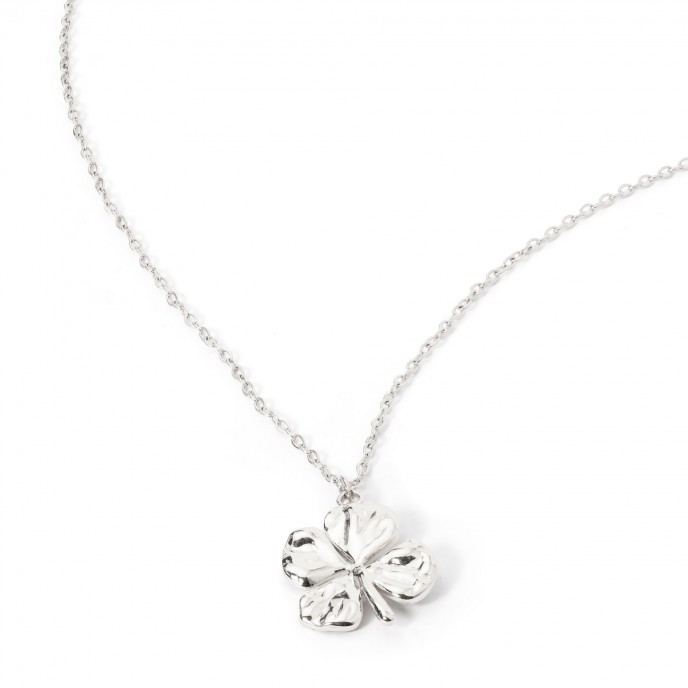 STEEL NECKLACE WITH CLOVER