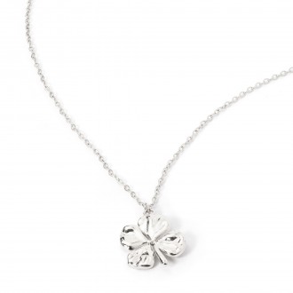 STEEL NECKLACE WITH CLOVER