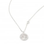 Rhodium-plated metal with white zircon.