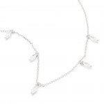 Rhodium-plated metal with white zircon.