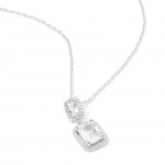 Rhodium-plated metal with white zircon.